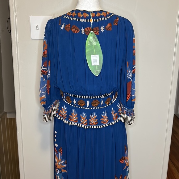 Farm Rio Nature Beauty Blue Short Sleeve Maxi Dress NWT Size Small - Picture 9 of 11